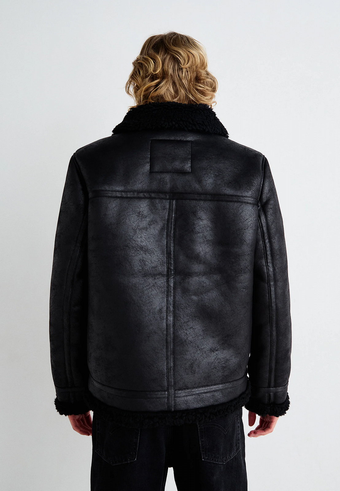 Мужская кожаная куртка Levis - Lsefaux Leather Sherpa Black - L, фото №3