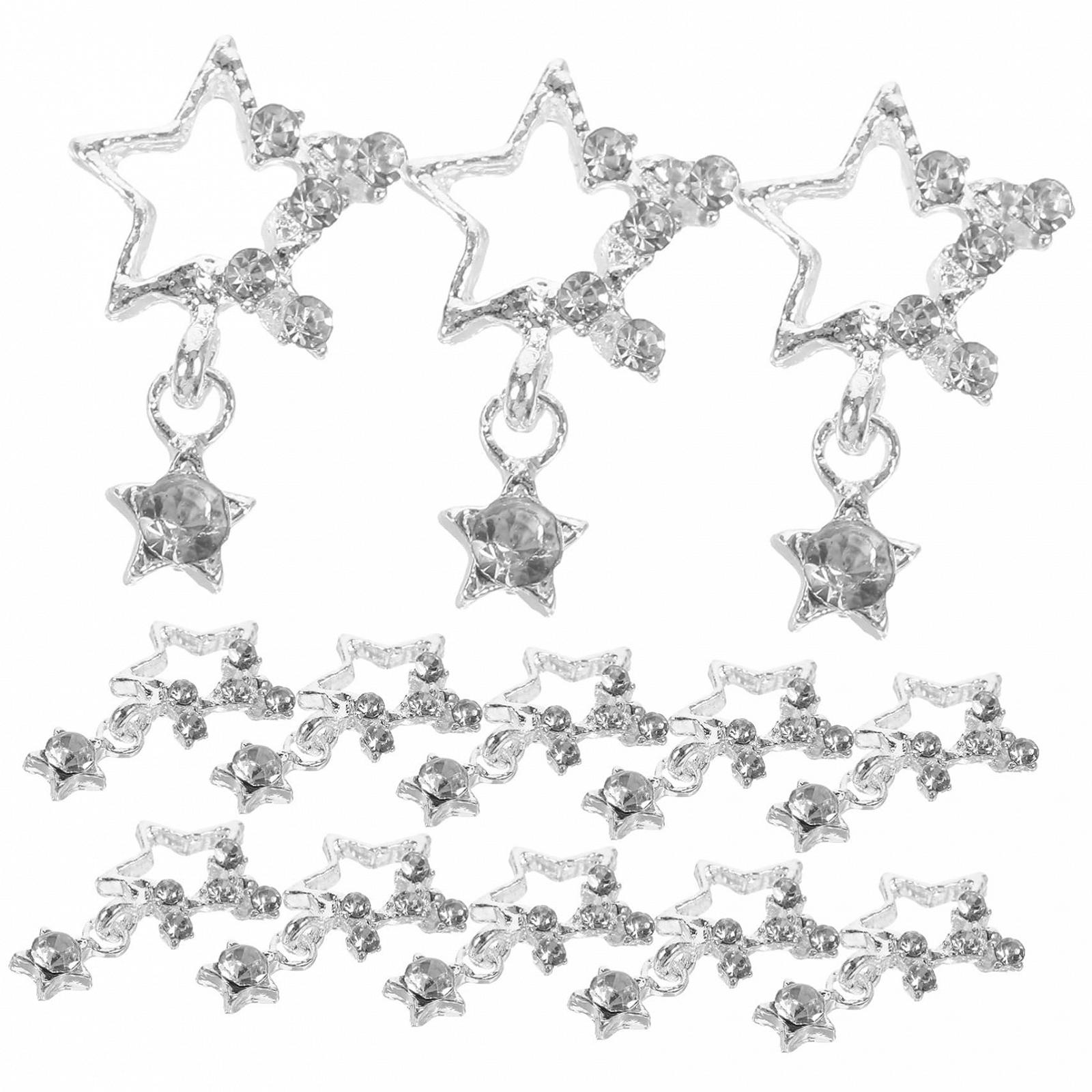 Украшения для ногтей WOONEKY Звезды, 20 шт, подвески, стразы для ногтей, украшения для ногтей из сплава цинка со стразами для акриловых ногтей, фото №1