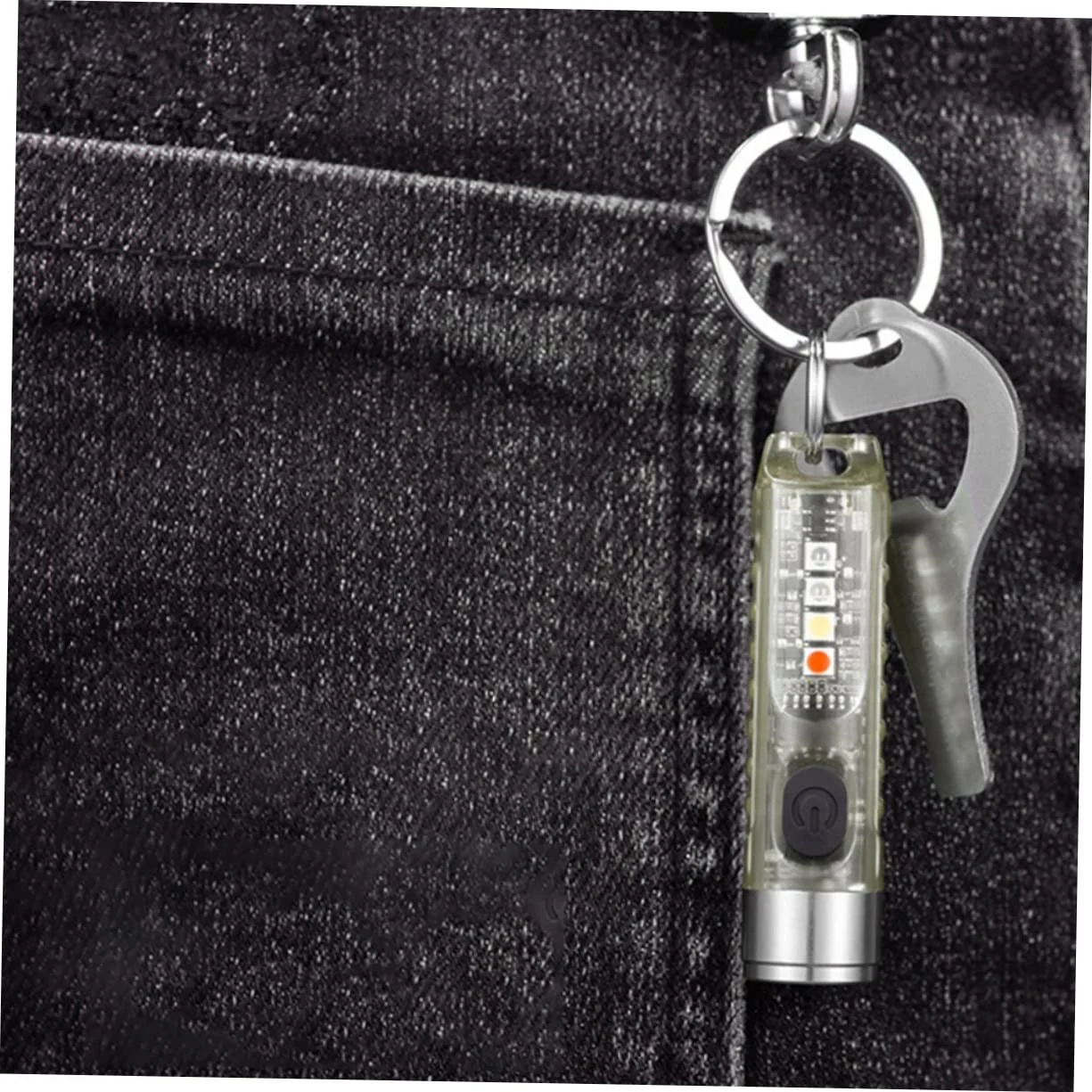 Маленький світлодіодний ліхтарик-брелок з нержавіючої сталі та ПК USB акумуляторний компактний для кемпінгу, вулиці та щоденного використання, фото №2
