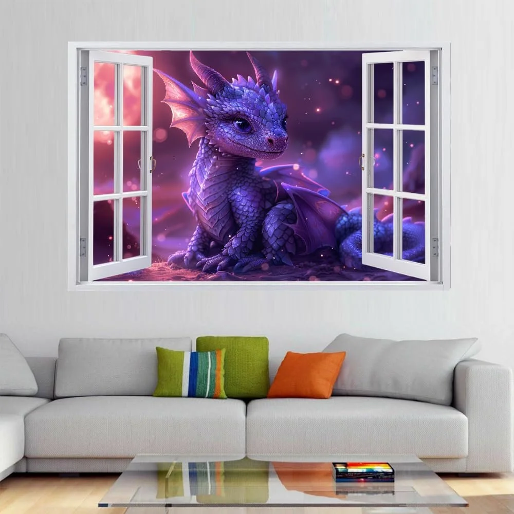 Наклейка на стіну Dragon Girl Moon Boy 3D Breakthrough вінілова самоклеюча 112 x 75 см, фото №3