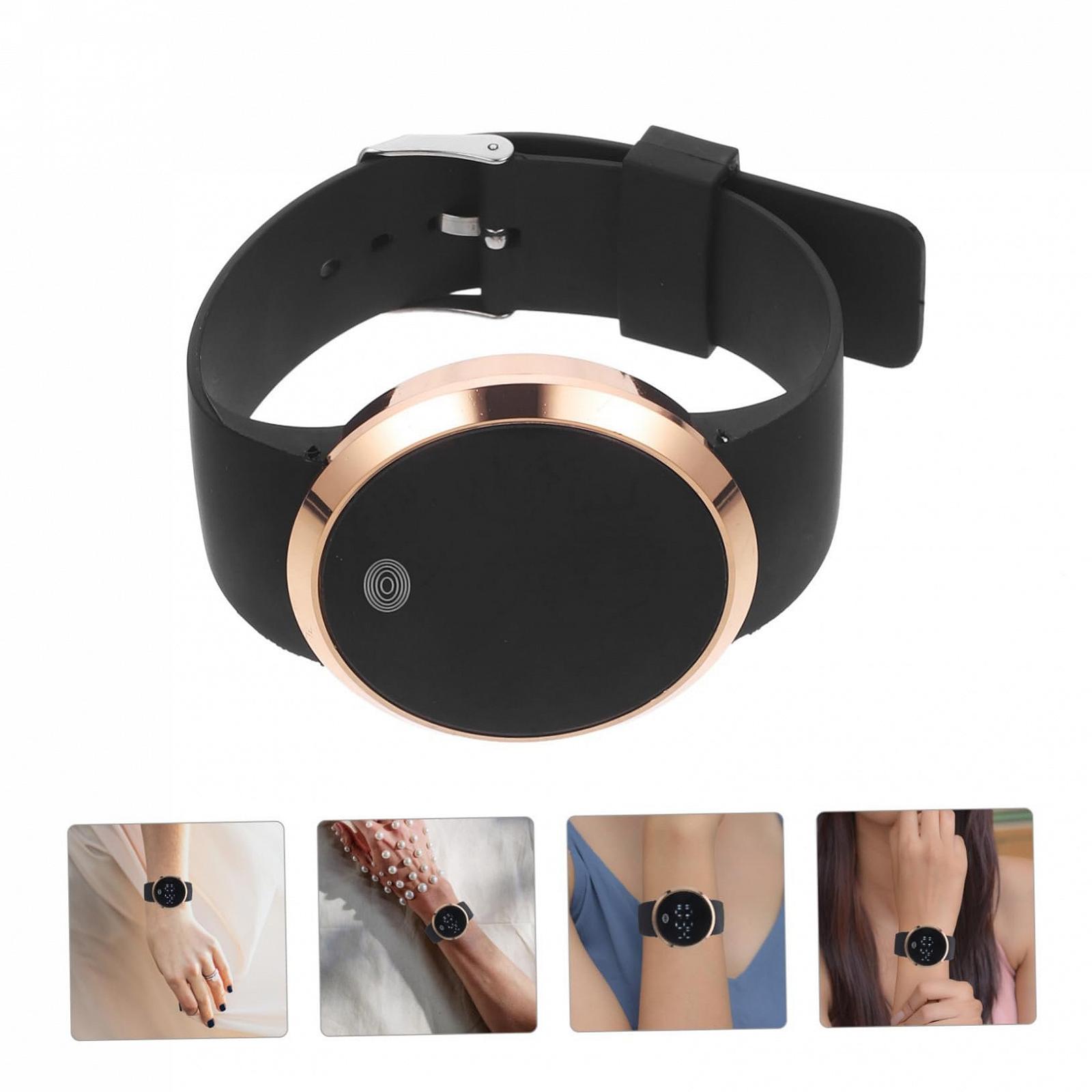 Сенсорные LED часы LIFKOME для мужчин и женщин, цифровые часы, унисекс дизайн, золотистый черный ремешок, фото №4