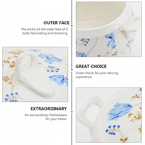 Кастрюля для тушения SOIMISS керамическая с крышкой декор Орхидея synthetic.ua - Фото 1