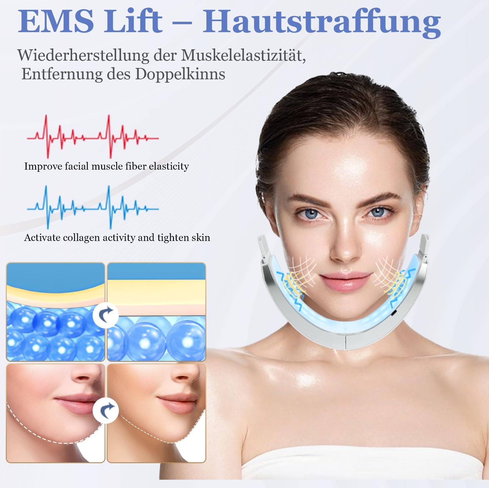 Електричний V-подібний масажер для обличчя Shiptree EMS Gua Sha Electric Фототерапія Червоний і Синій Чорний, фото №3