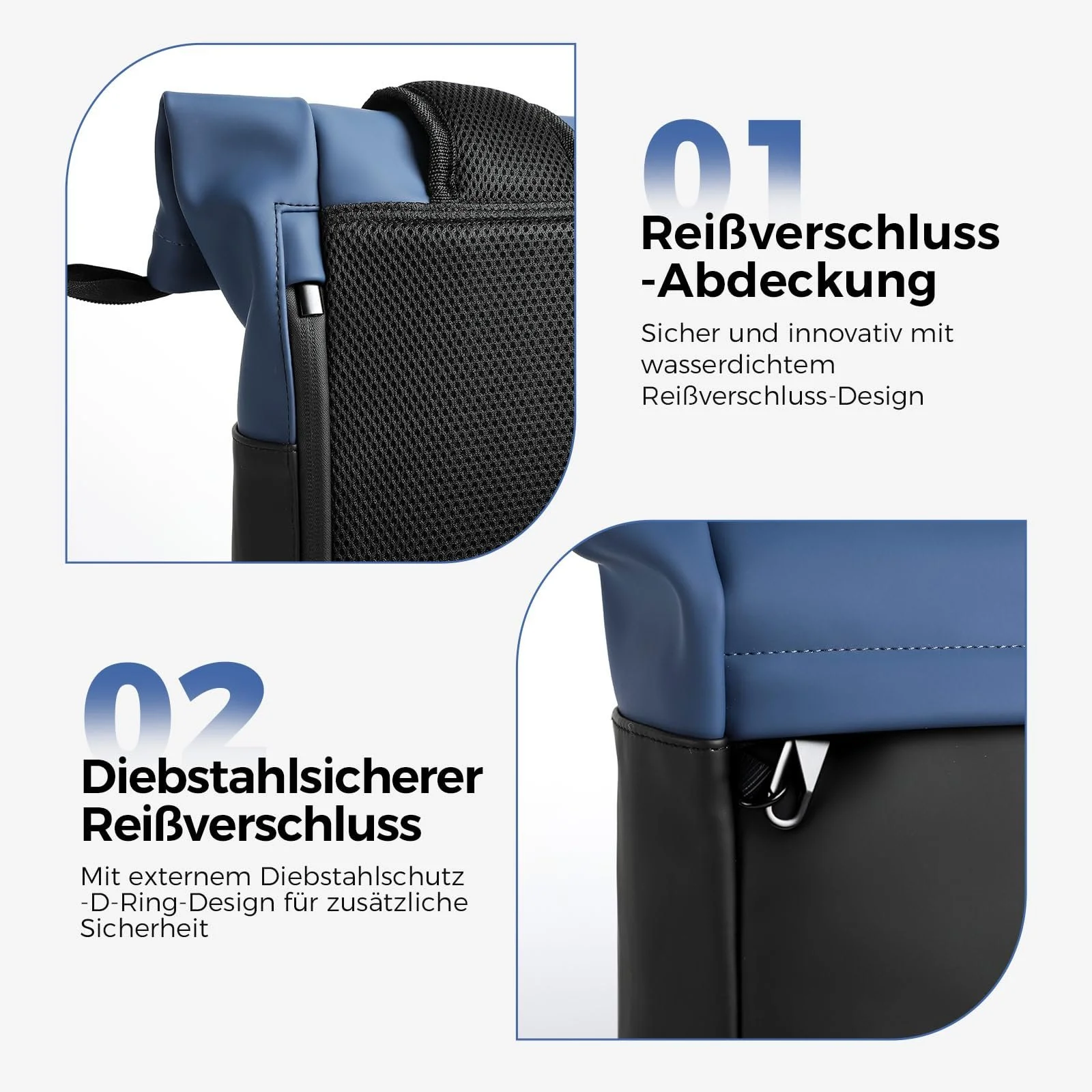 Рюкзак для ноутбука Waterproof Rolltop Anti-Theft Zip Expandable 18-25L Blue, фото №5 Рюкзак для ноутбука Waterproof Rolltop Anti-Theft Zip Expandable 18-25L Blue, фото №5