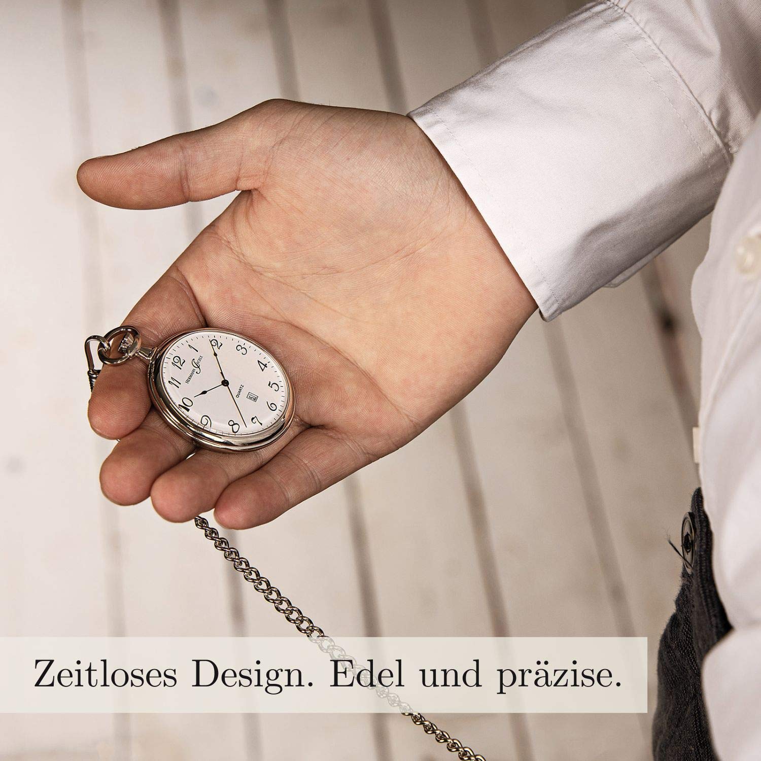 Годинник кишеньковий Hermann Jäckle Konstanz II Quartz 47 мм срібний, фото №5