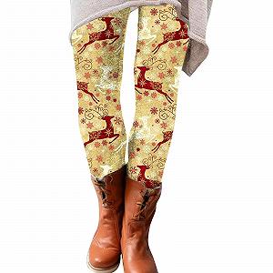 Легінси Generisch Різдвяні З високою талією Slim Fit Однотонні - Фото 1