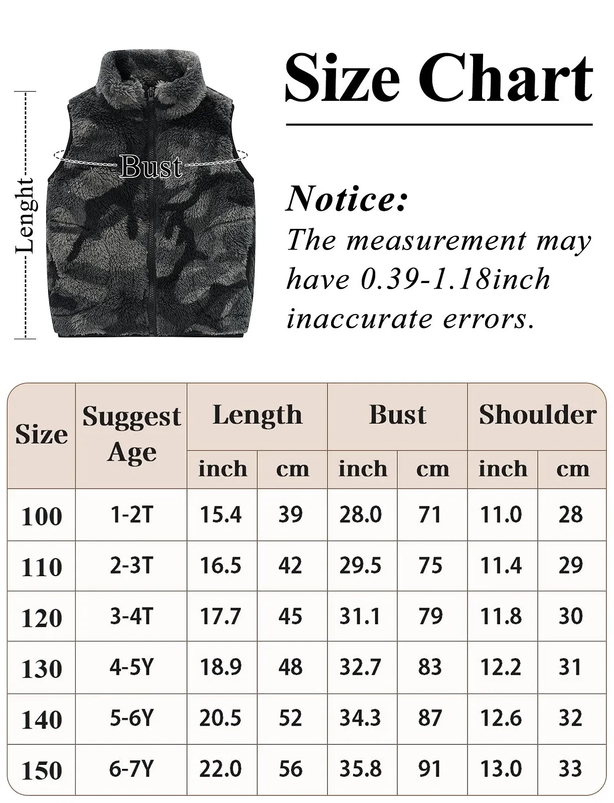 Жилет FEOYA дитячий флісовий без рукавів, пухнастий, теплий зимовий, легкий, на блискавці, фото №6