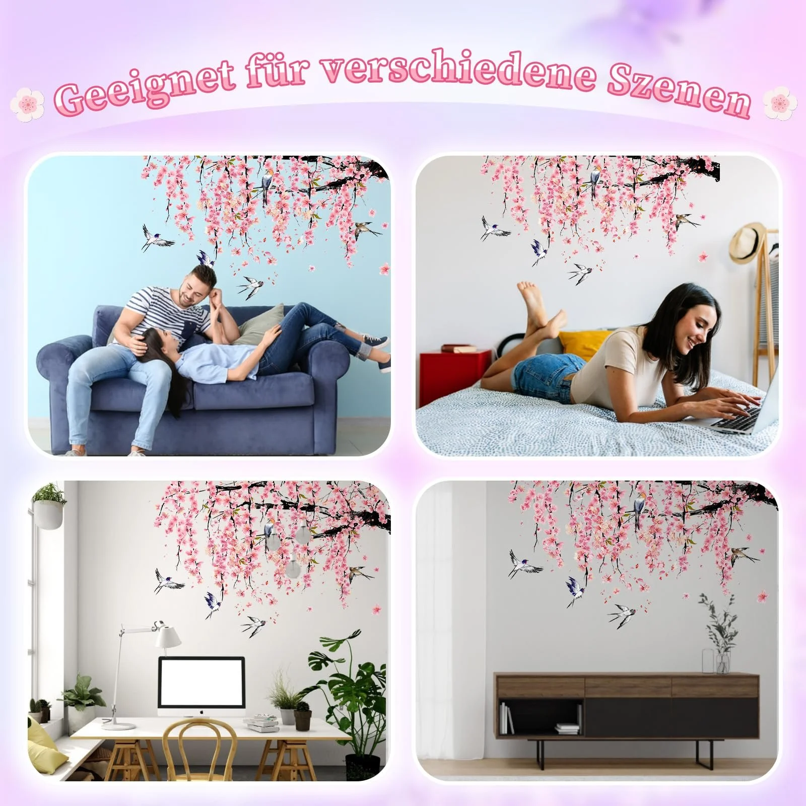 Набір наклейок на стіну Акварельні метелики 32 шт. Квітуча вишня Рожевий, фото №6