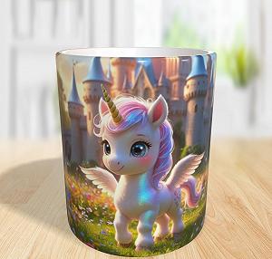 Кружка Принт "Маленький Единорог в Магическом Свете" Персонализированная Кружка Подарок Единорог Замок Дети Магия Фэнтези Сказка Волшебные Цветы Блестки - Фото 1