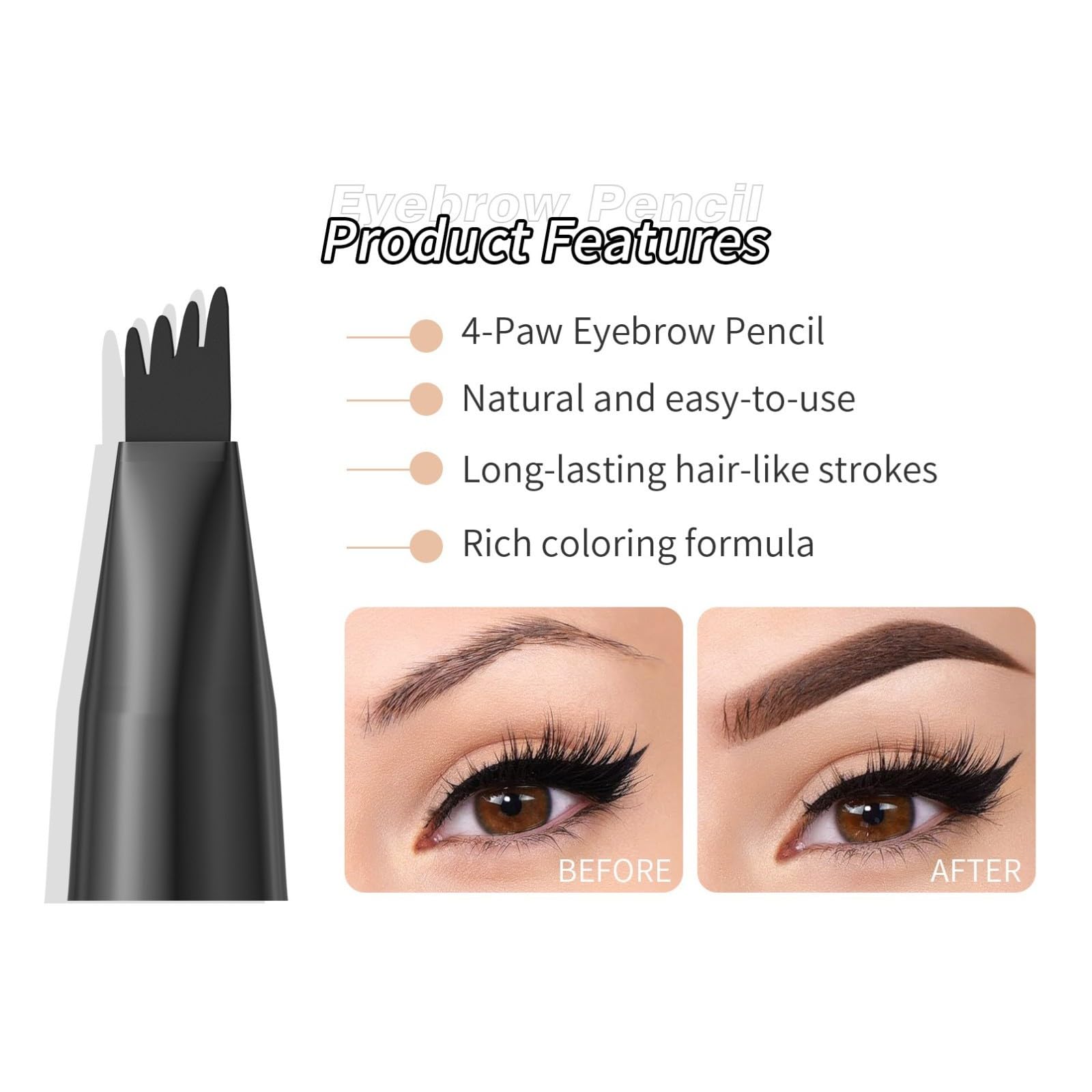 Олівець для брів Microblading з 4-ма зубцями аплікатор Dark Brown, фото №5