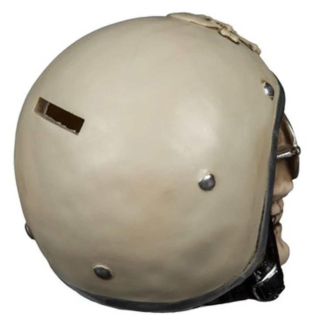 Копилка Череп в мотоциклетном шлеме и солнцезащитных очках декоративная, фото №5