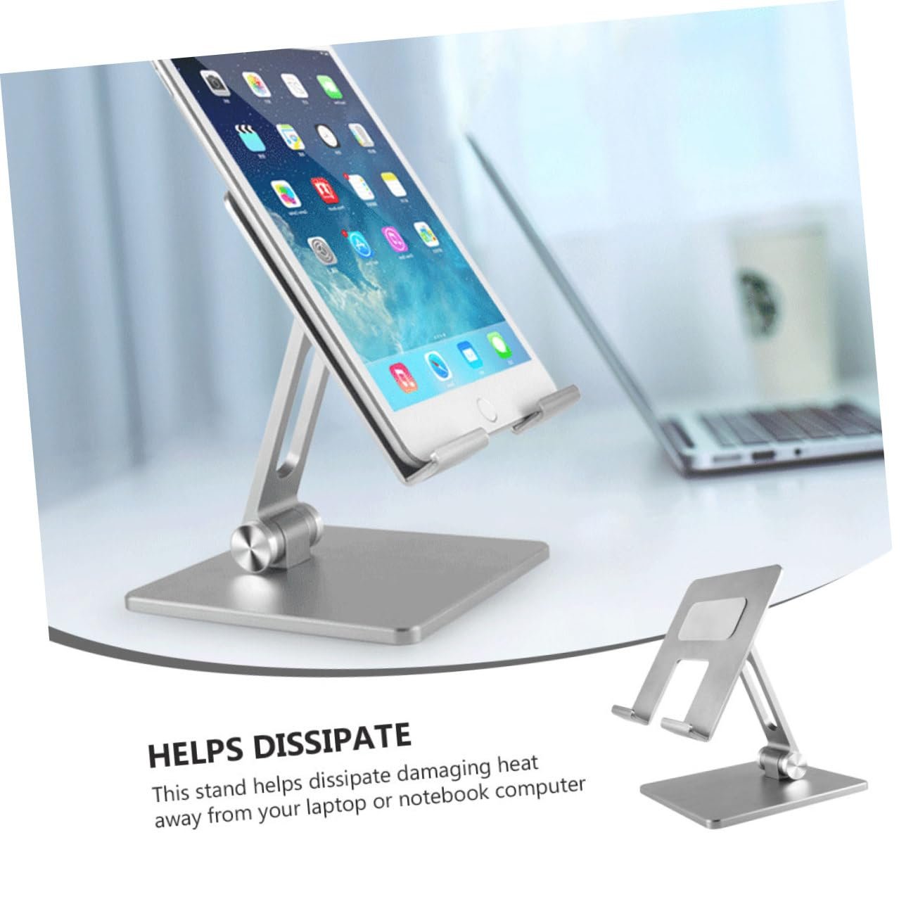 Підставка для ноутбука Sewroro складана з алюмінієвого сплаву, регульована, охолоджуюча, портативна, компактна для дому, офісу та подорожей, фото №4