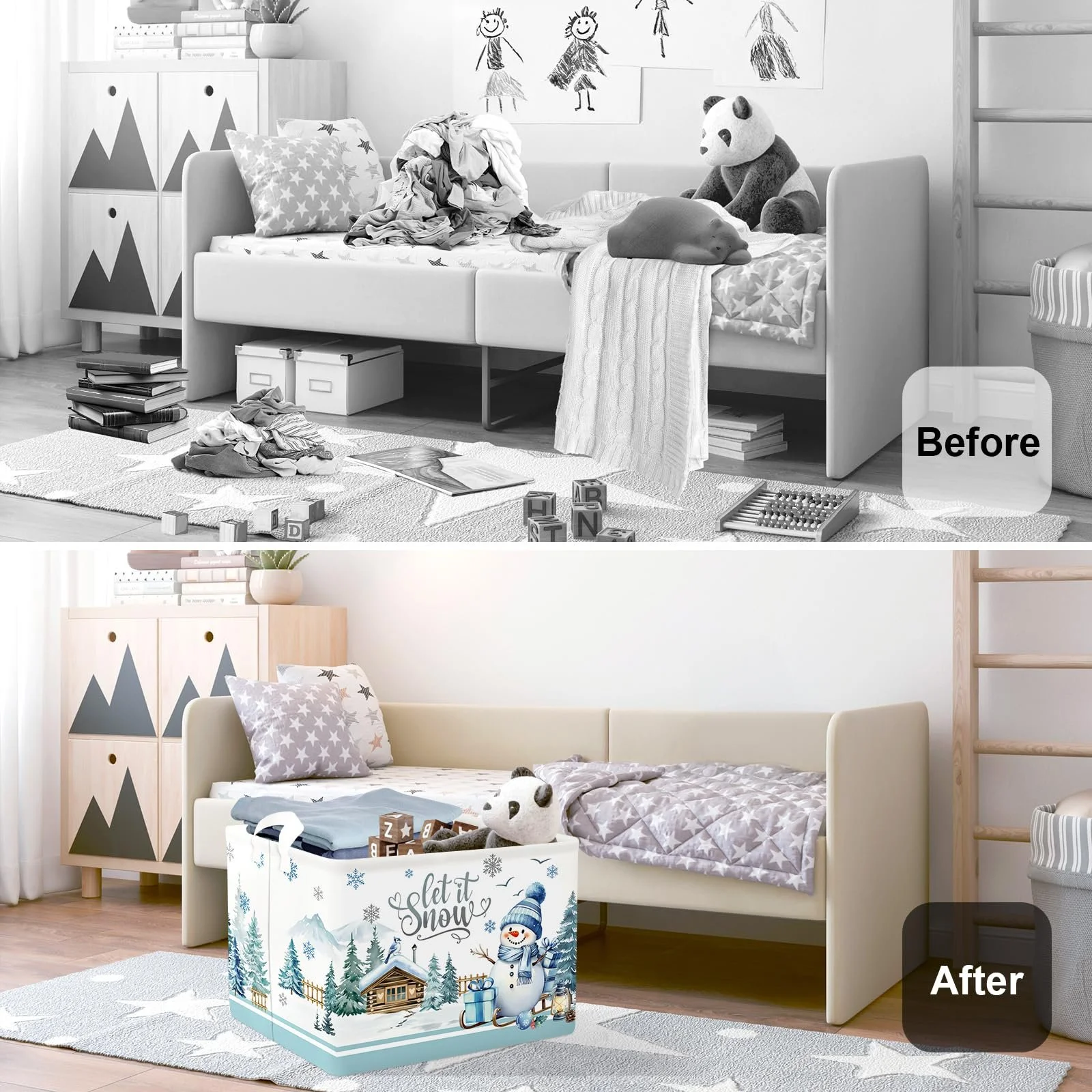 Корзина для игрушек Снеговик HUUMONSS для мальчиков и девочек Водонепроницаемая, 36 л, фото №2 Корзина для игрушек Снеговик HUUMONSS для мальчиков и девочек Водонепроницаемая, 36 л, фото №2