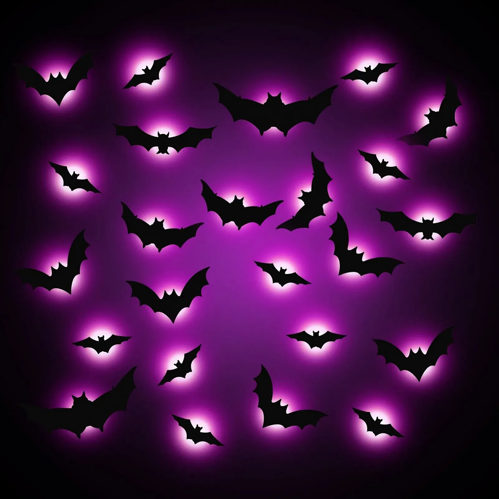 Наклейки на стіну ASOFTY Хелловін Кажани Набір 24 шт. Світлодіодні, фото №1 Наклейки на стіну ASOFTY Хелловін Кажани Набір 24 шт. Світлодіодні, фото №1