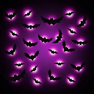 Наклейки на стіну ASOFTY Хелловін Кажани Набір 24 шт. Світлодіодні - Фото 1