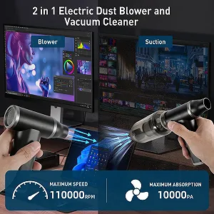 Электрическая воздуходувка-пылесос 2-в-1 110 000 об/мин Аккумуляторная 4000 мАч synthetic.ua - Фото 1