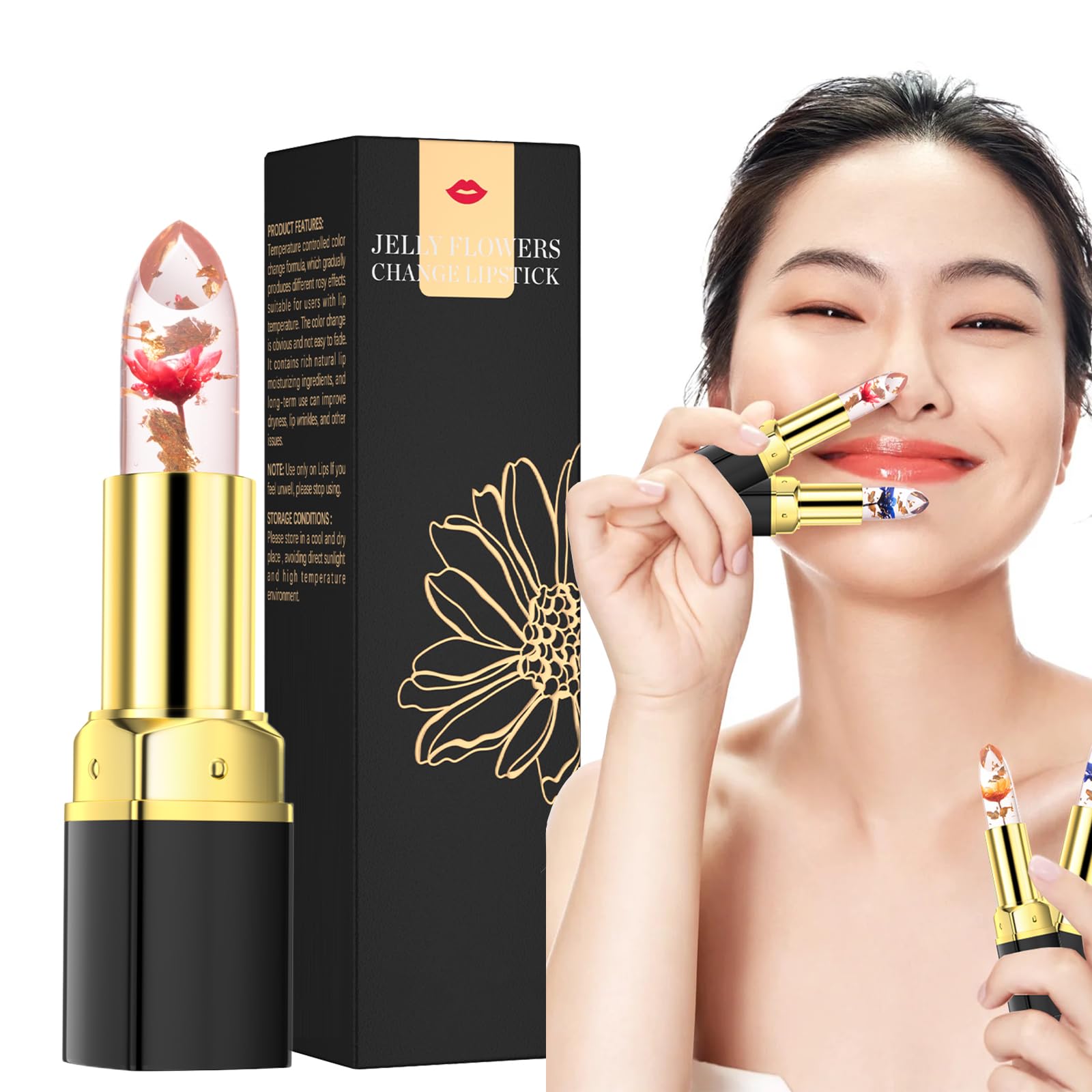 Помада-блеск HOUSN (красная) с цветами, меняющая цвет, прозрачная, фото №1 Помада-блеск HOUSN (красная) с цветами, меняющая цвет, прозрачная, фото №1