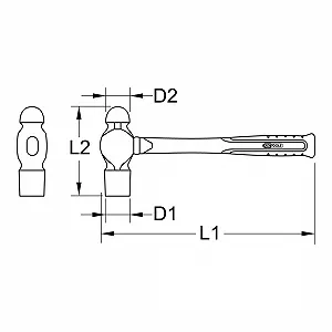 Молоток слюсарний KS TOOLS 964.2101 STAINLESS з ручкою зі скловолокна 230 г synthetic.ua - Фото 1