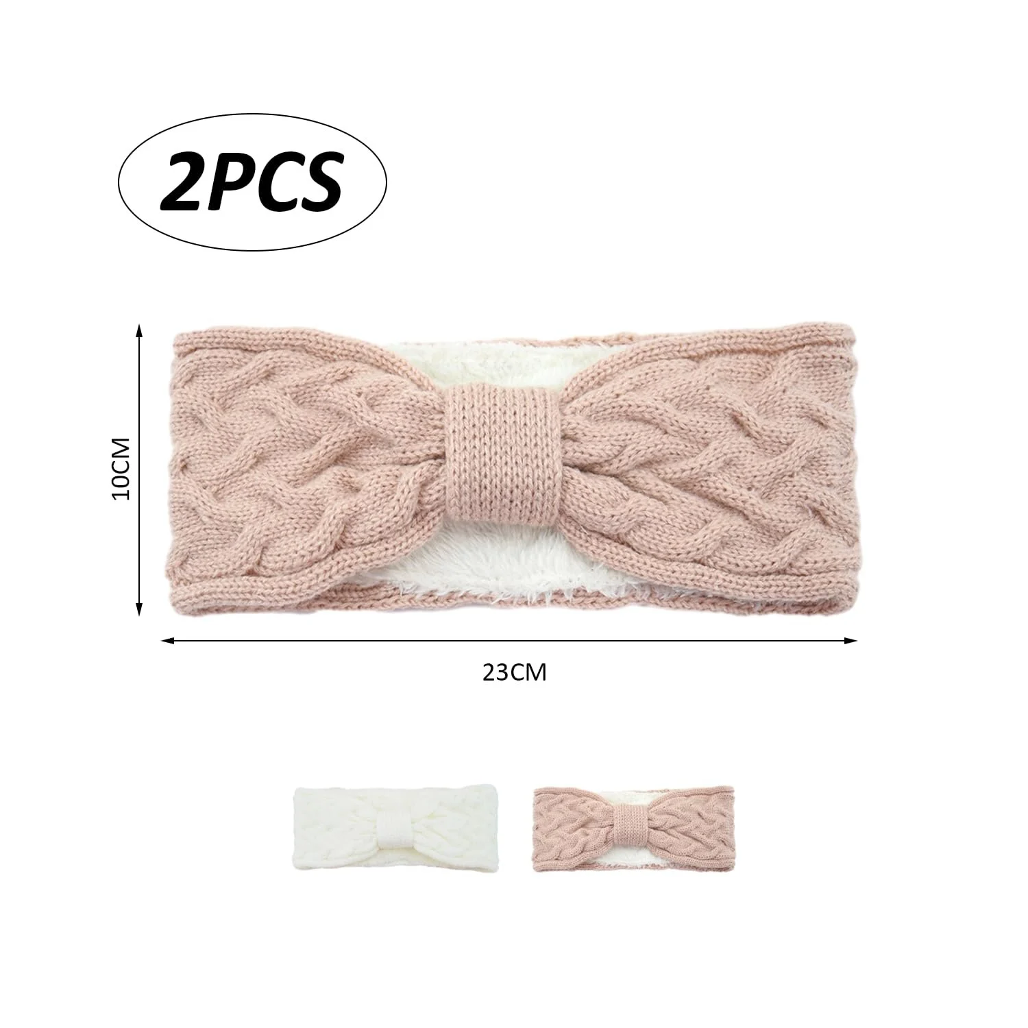 Зимові плюшеві пов'язки на голову для жінок, в'язані, фото №2