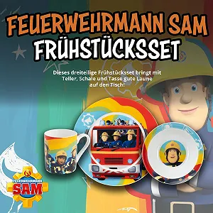 Набор детской посуды United Labels Fireman Sam, 3 предмета, Rainbow, фарфоровый synthetic.ua - Фото 1
