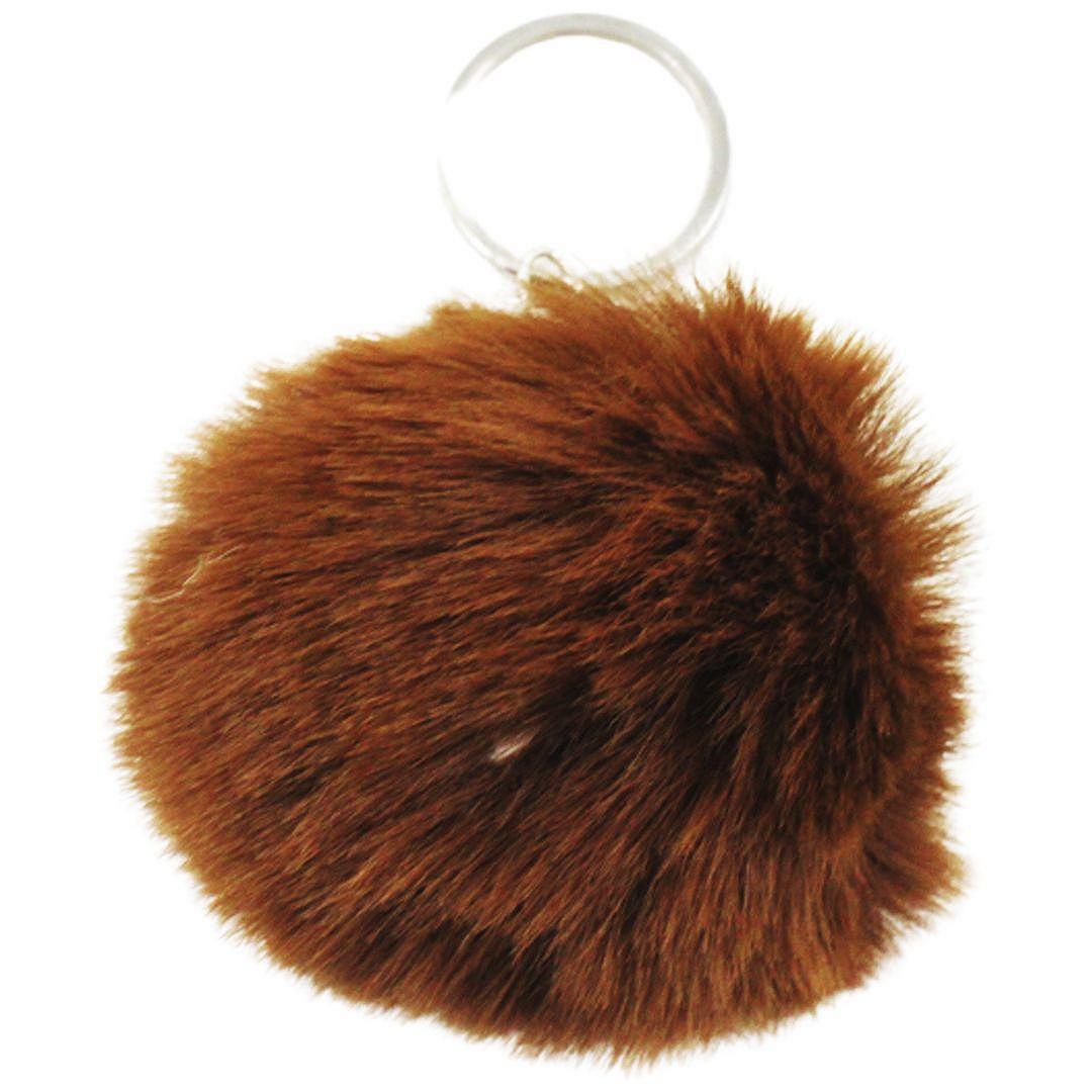 Брелок Меховый шарик пушистик коричневый MiC BR1093, фото №1