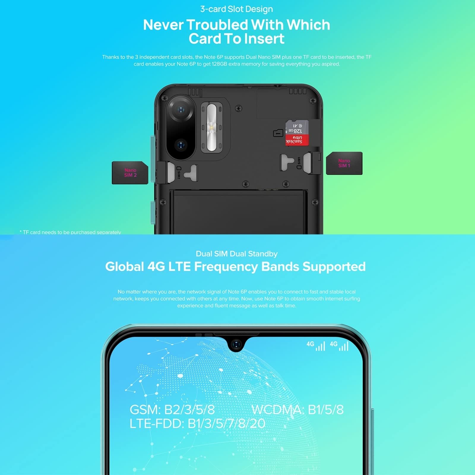 Смартфон Ulefone Note 6(P) 4G Dual SIM 6.1 дюйм 2 ГБ + 32 ГБ 8 Мп + 5 Мп Black, фото №6