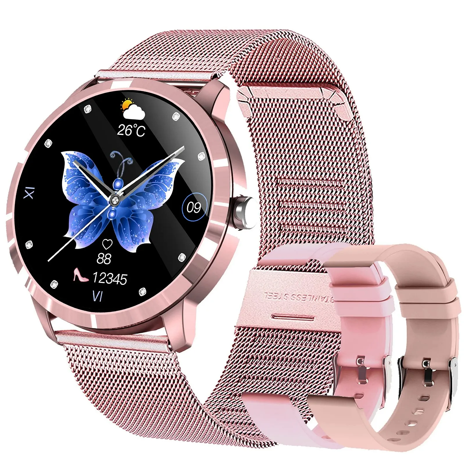 Смартчасы женские, 1.09 дюйма сенсорный, фото №1