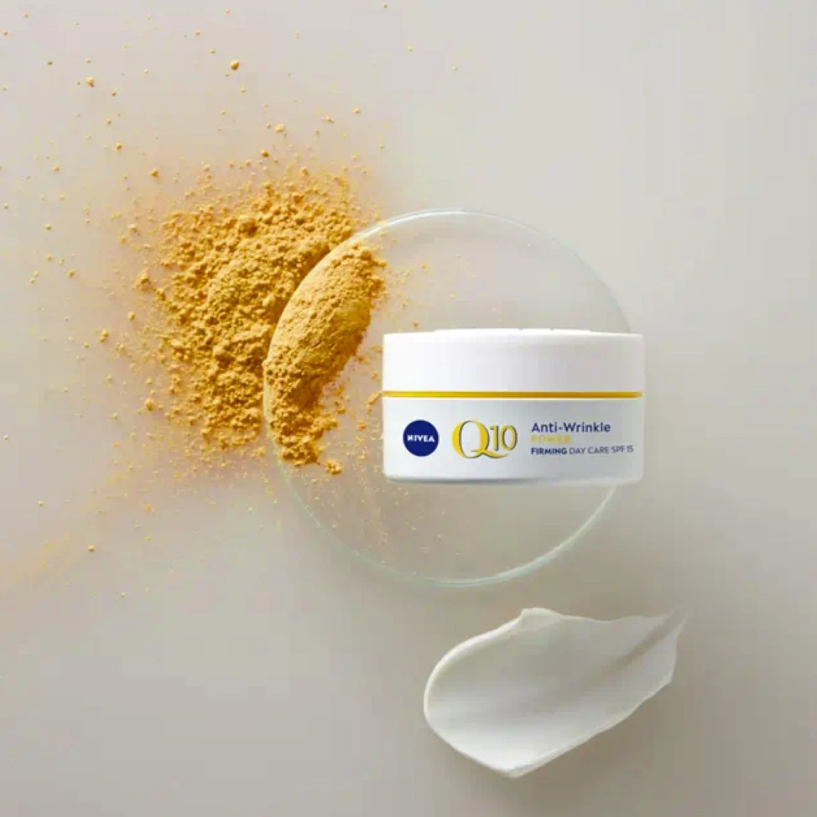 Денний крем Nivea Q10 Power Anti-Ageing Firming SPF15 24 Hours Moisture з креатином та коензимом Q10 3 x 50 мл, фото №5