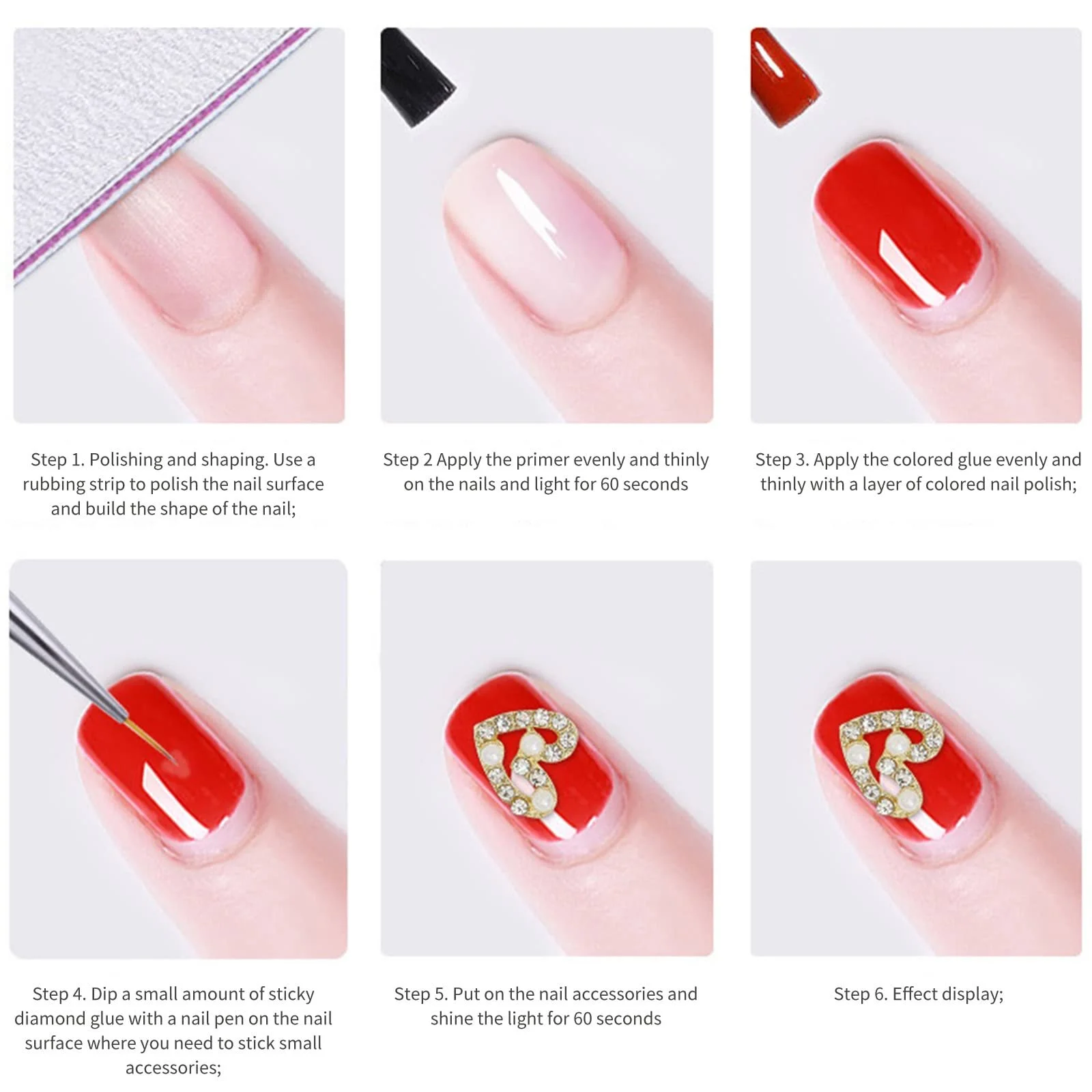 Стрази для нігтів Любов, п'ятикутна зірка, сплав, 60 шт, фото №5