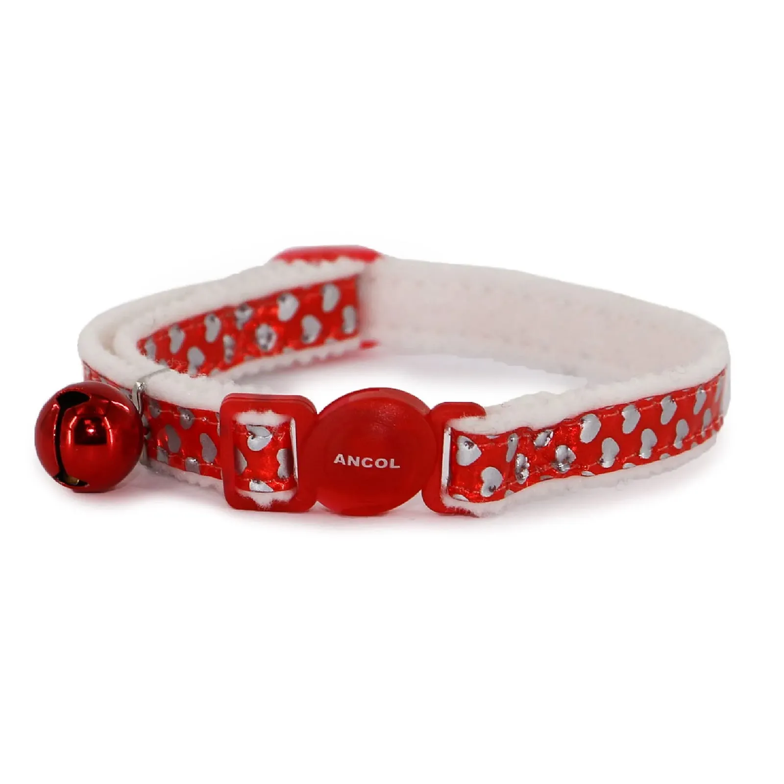 Ошейник Ancol Reflective Gloss Hearts безопасный для кошек Красный, фото №1