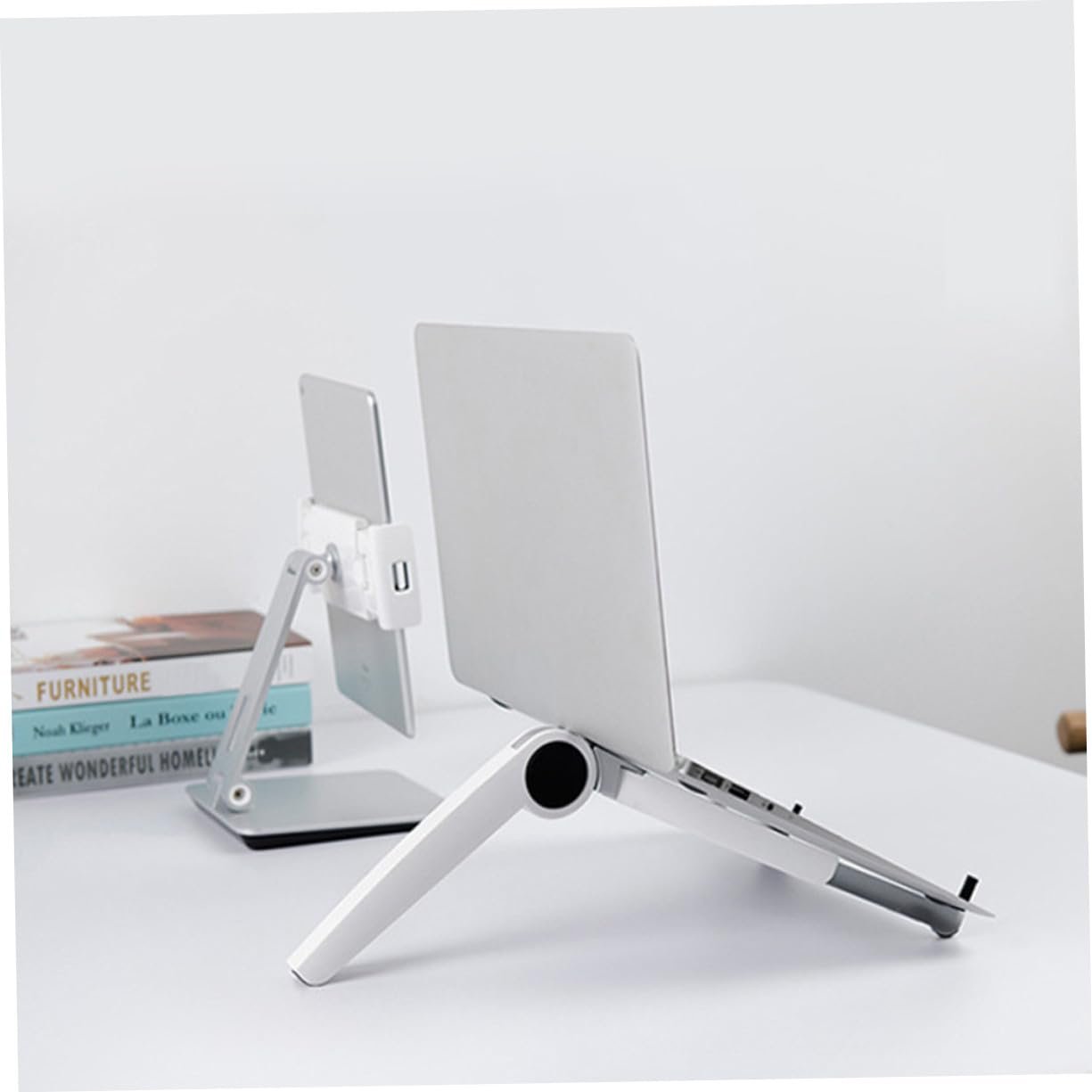 Підставка для ноутбука алюмінієва складна з потрійним регулюванням кута нахилу тримач, фото №8