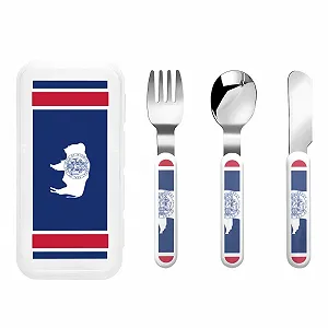 Набір дитячих столових приборів з трьох предметів з прапором штату Вайомінг - Фото 1