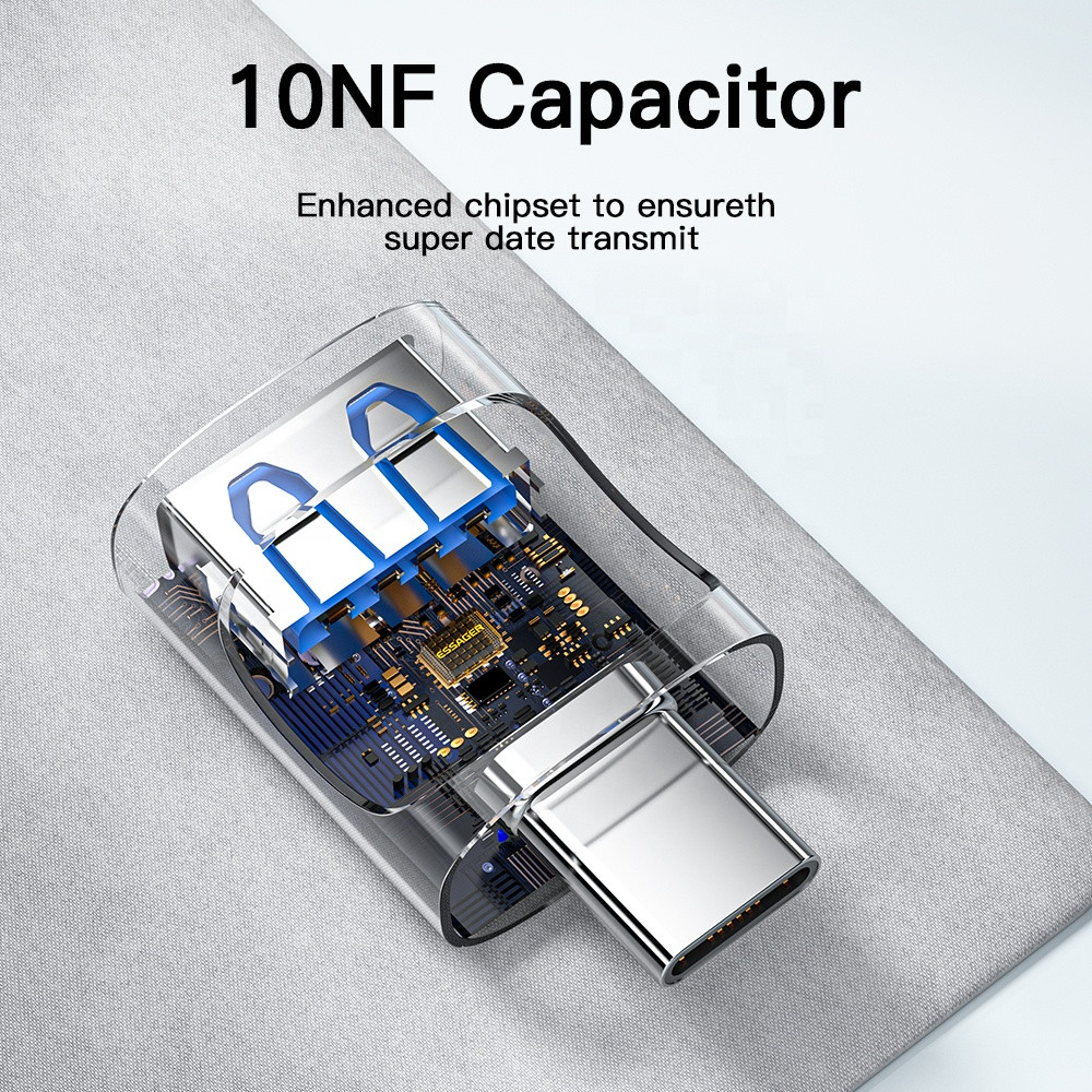 Адаптер Essager Type-C на USB 3.0 Blue PS, фото №3