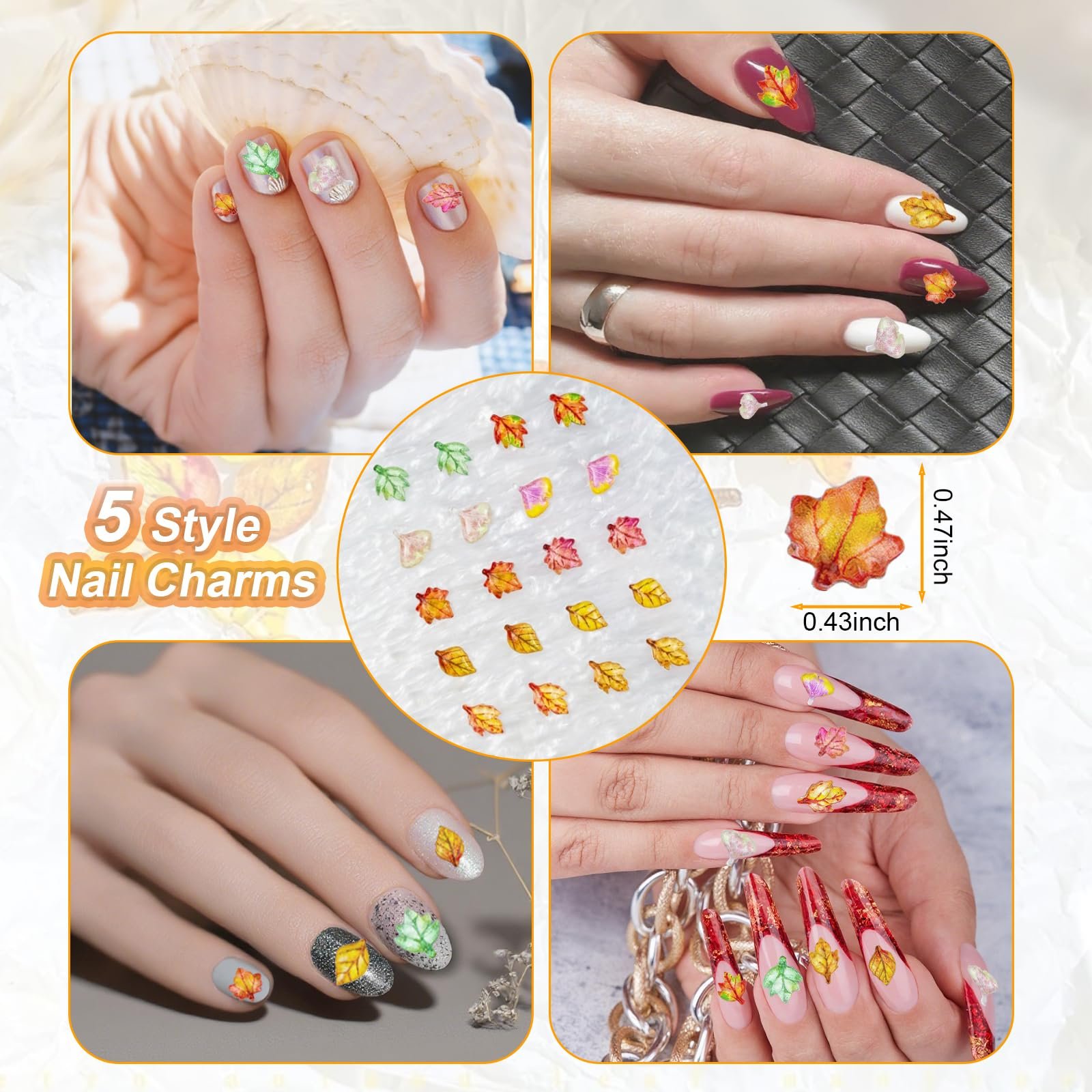 Прикраса для нігтів Листок Клена, 25 шт, фото №3