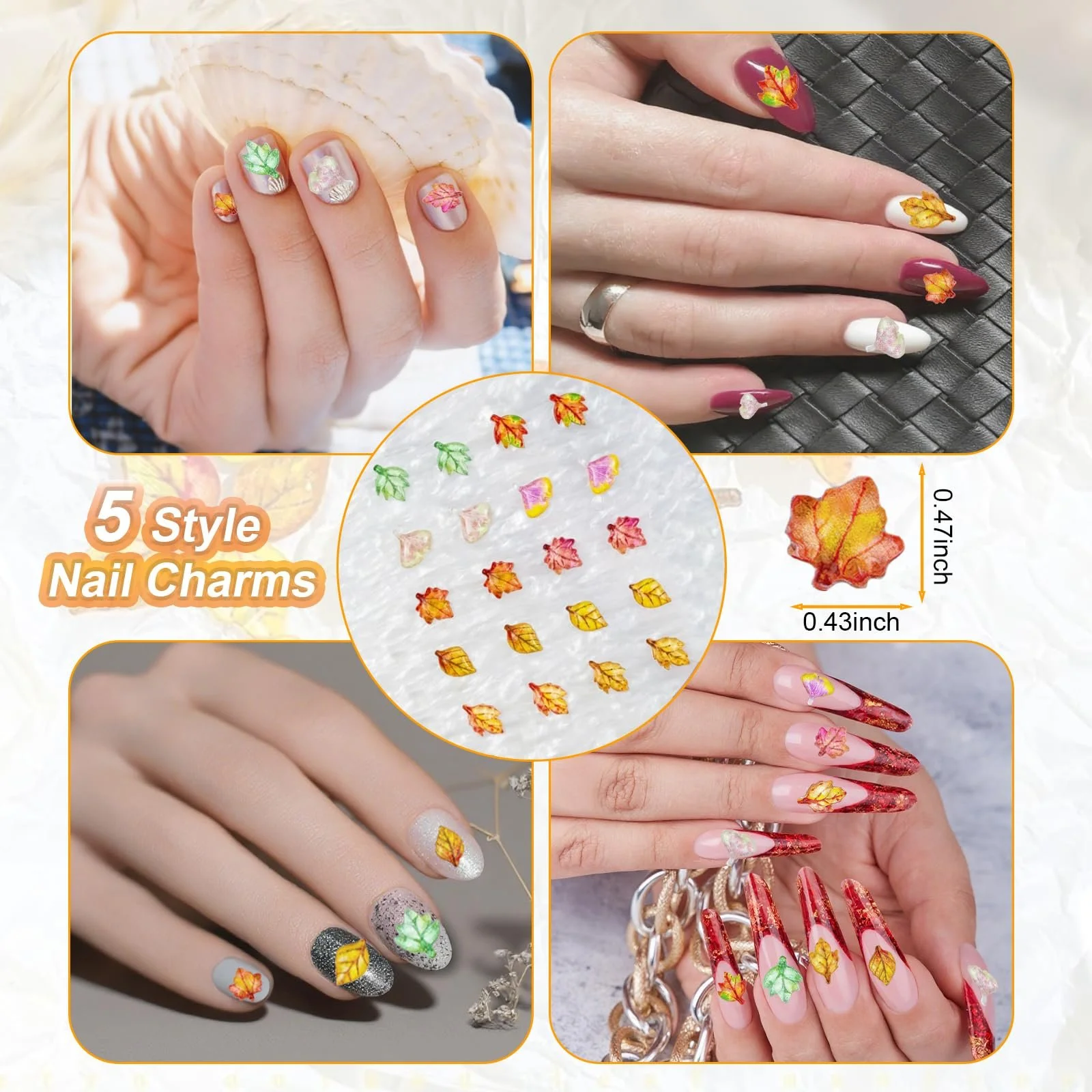 Прикраса для нігтів Листок Клена, 25 шт, фото №3