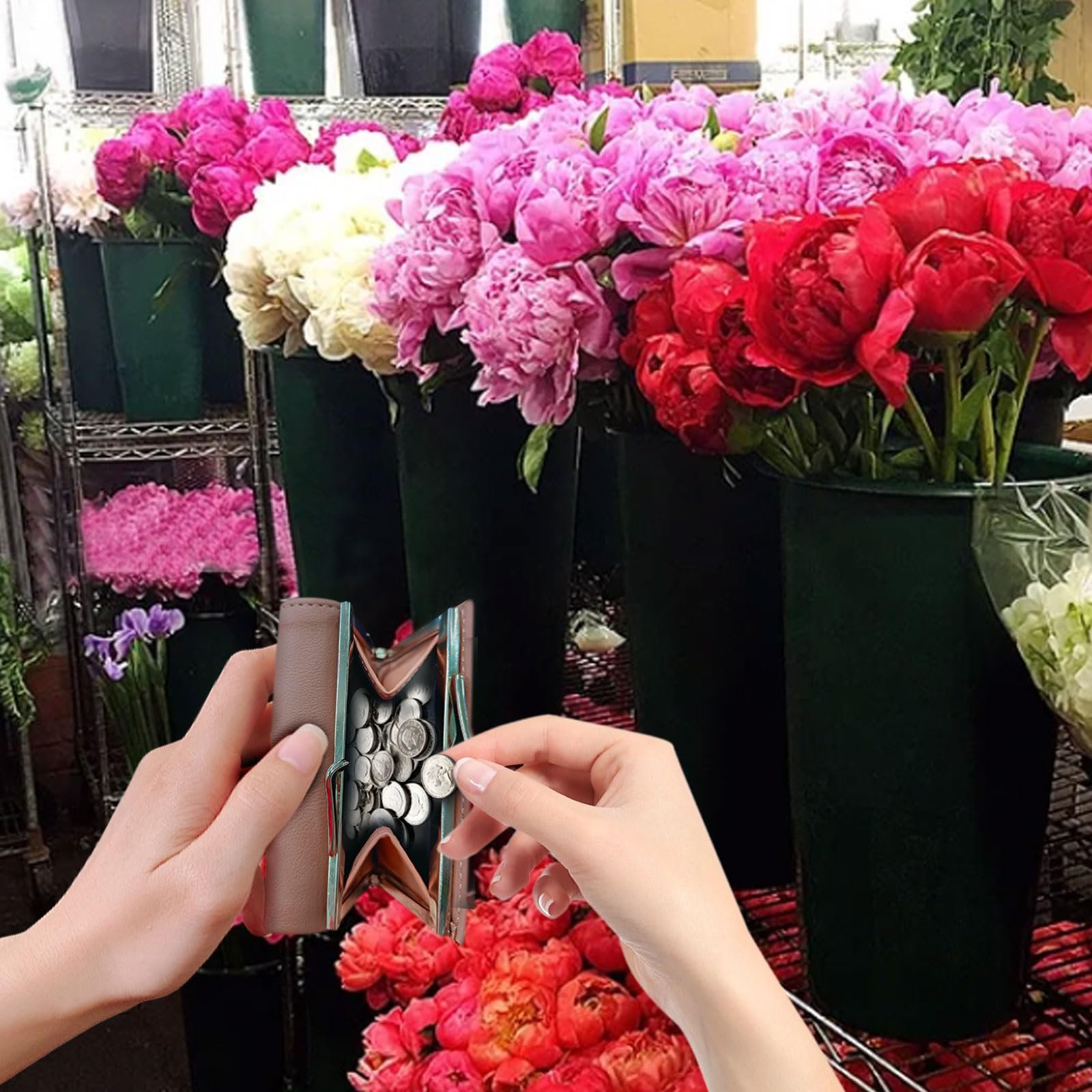 Кошелек MultiValue Женский Однотонный Кожаный Тройного сложения Черный, фото №6