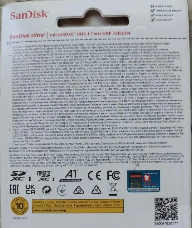 Карта памяти SanDisk Ultra microSDHC 16 ГБ Adapter 98 МБ/с Class 10 U1 A1, фото №5 Карта памяти SanDisk Ultra microSDHC 16 ГБ Adapter 98 МБ/с Class 10 U1 A1, фото №5