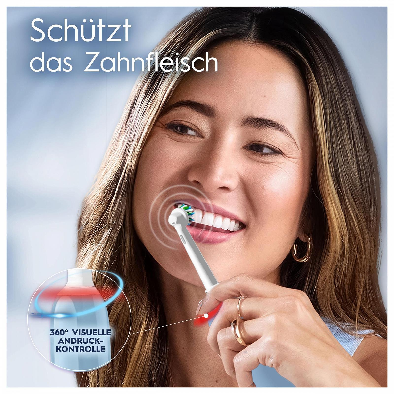 Електрична зубна щітка Oral-B PRO 3 3000, 2 змінні насадки CrossAction, 3 режими чищення, візуальний контроль тиску 360°, синя, фото №3