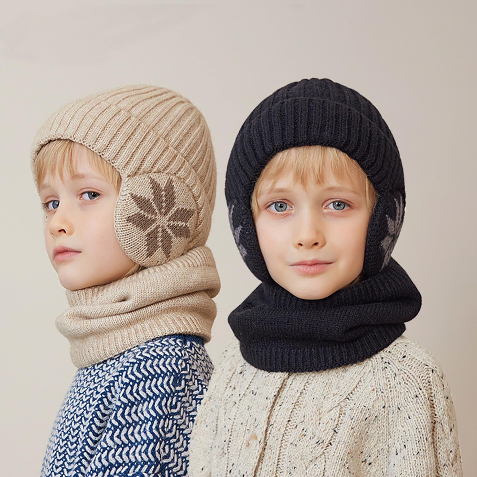 Шапка-ушанка iNelihoo детская зимняя, набор с шарфом, вязаная, с флисовой подкладкой, фото №7 Шапка-ушанка iNelihoo детская зимняя, набор с шарфом, вязаная, с флисовой подкладкой, фото №7