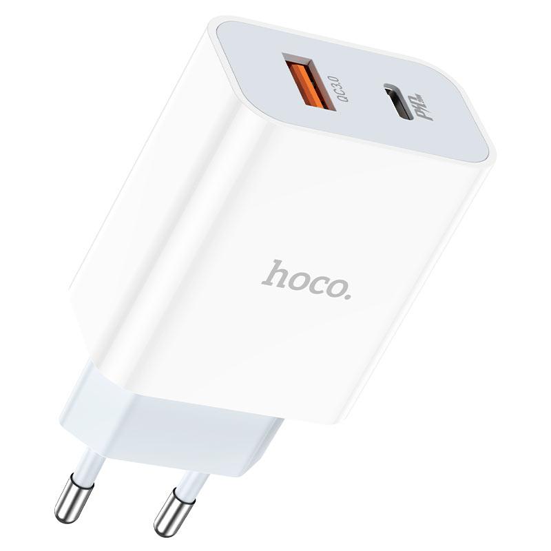Сетевое зарядное устройство Hoco C97A PD 20W Type-C USB QC3.0 3A White, фото №1