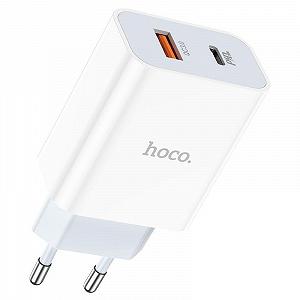 Сетевое зарядное устройство Hoco C97A PD 20W Type-C USB QC3.0 3A White - Фото 1