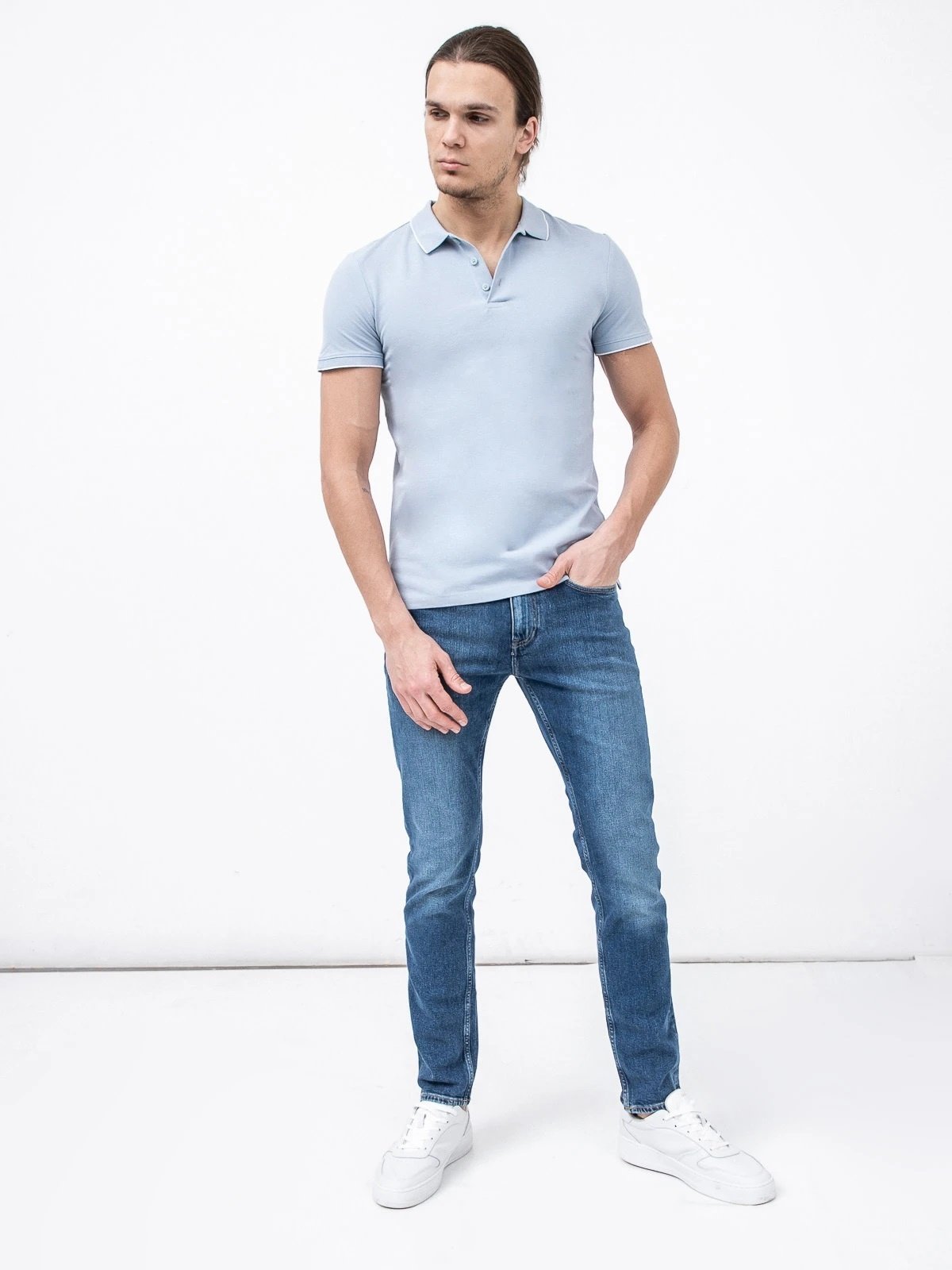 Поло polo with tipping 1030720XX1215159 Tom Tailor Блакитний XL, фото №4