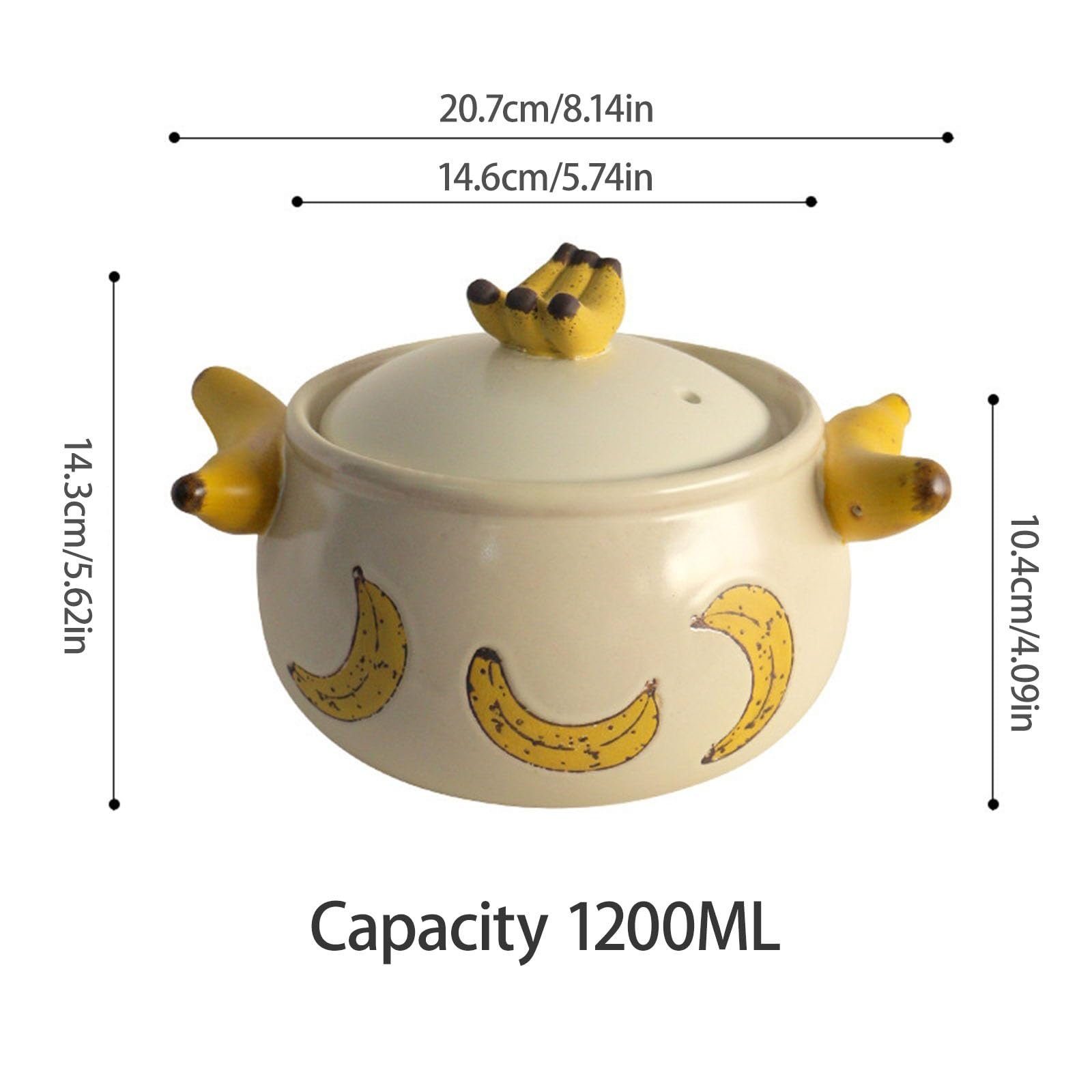 Жаровня Dutch Oven керамічна з кришкою та подвійними ручками Banana Casserole Dish, фото №8