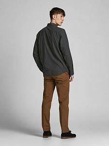 Рубашка Jack&Jones CLASSIC HEATHER L/S STS 12189760 Slim Fit Tёмно-серый synthetic.ua - Фото 1