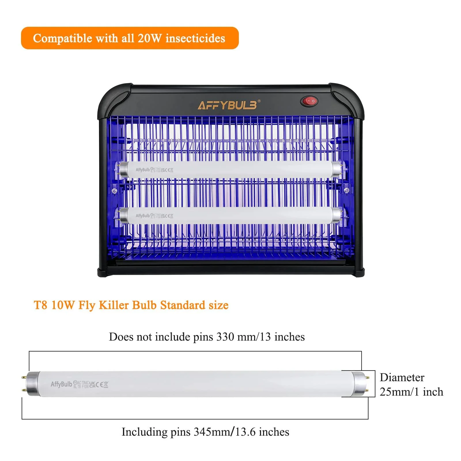 Сменные лампы для уничтожителя насекомых FSL T8 BL368 UV 10W-2P 13 дюймов, фото №2