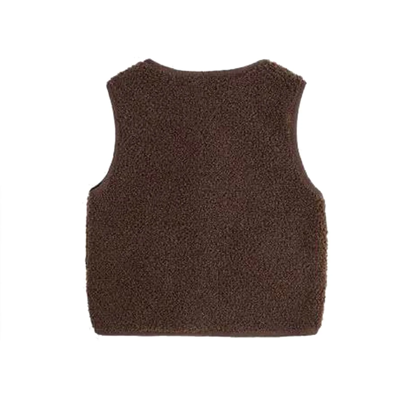 Жилет Sfwqoifou детский для девочек, элегантный, комфортный, плюшевый, переходная куртка, короткий, свободный флисовый жилет с пуговицами, теплая зимняя куртка для улицы, фото №4