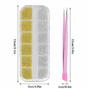 Микро бисер для ногтей Икра, Золотая Серебряная Мини Икра Стразы с пинцетом, Бисер Икра для ногтей, Золотые Серебряные Стальные шарики Ювелирные изделия для ногтей для DIY Craft synthetic.ua - Фото 1