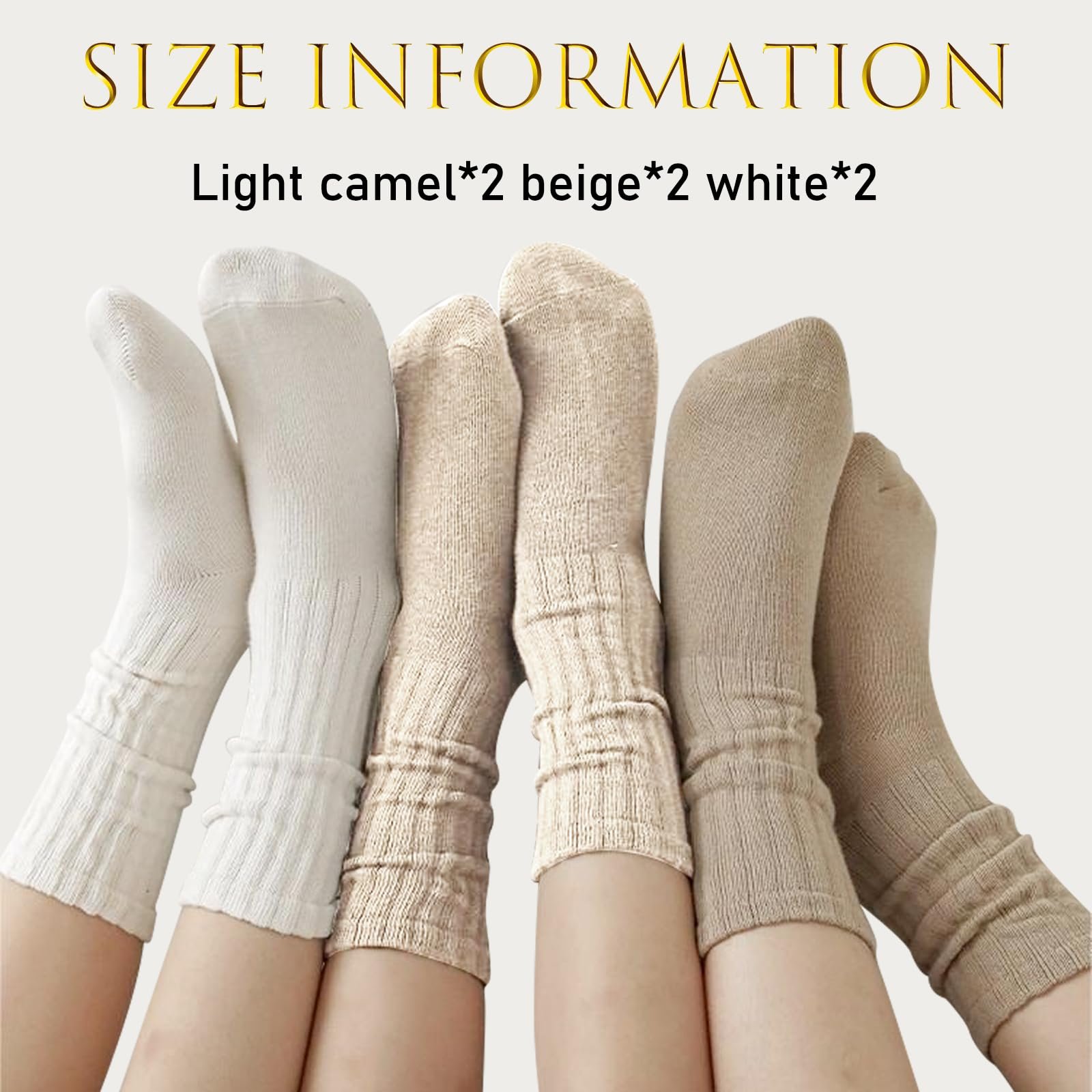 Носки Slouch Женские Традиционные Длинные Зимние Теплые Носки, Один Размер, Белый, 6 пар, фото №3