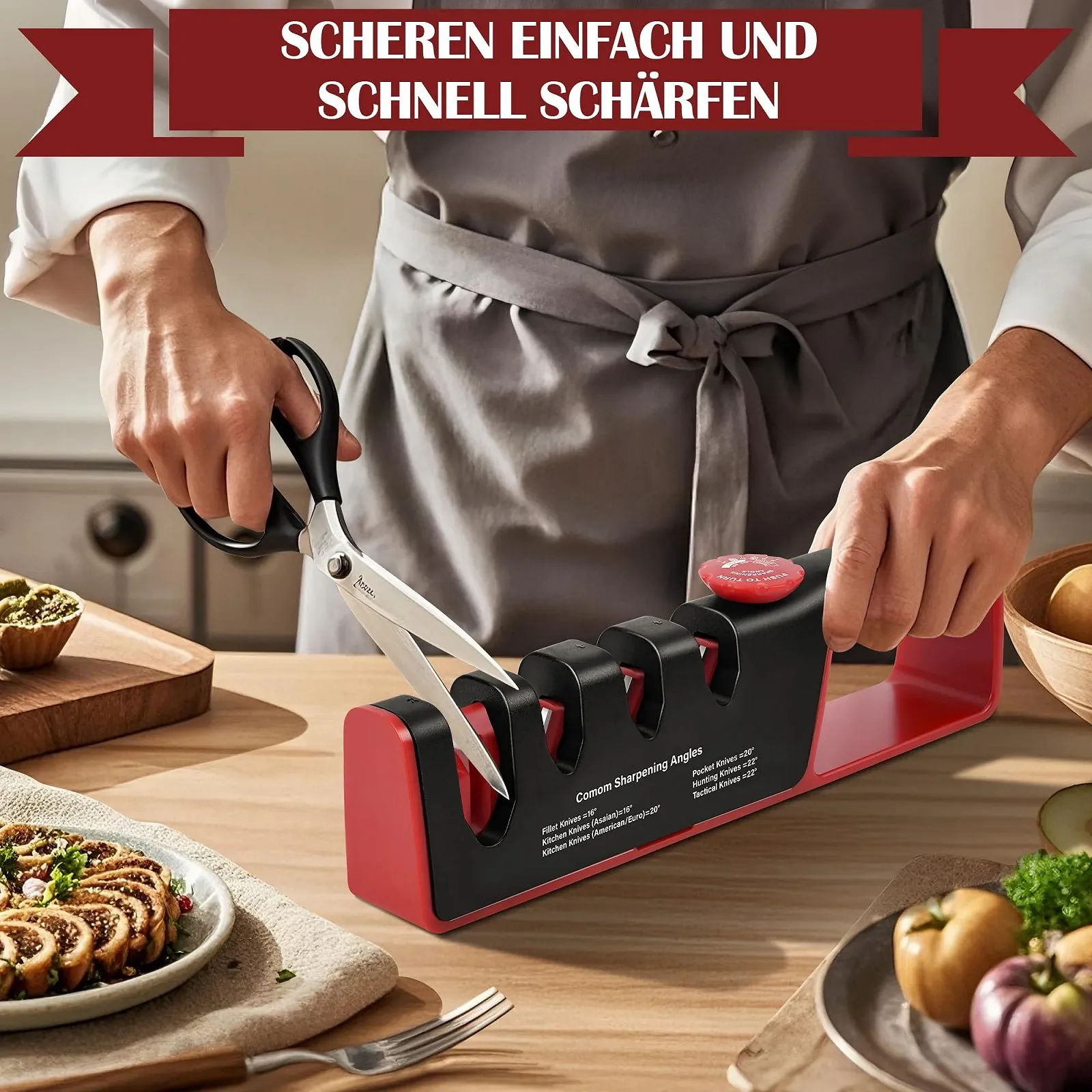 Точило для ножів Professional ручна 4-в-1 з регульованим кутом Ceramic Stone Tungsten Carbide Diamond нековзна, фото №7