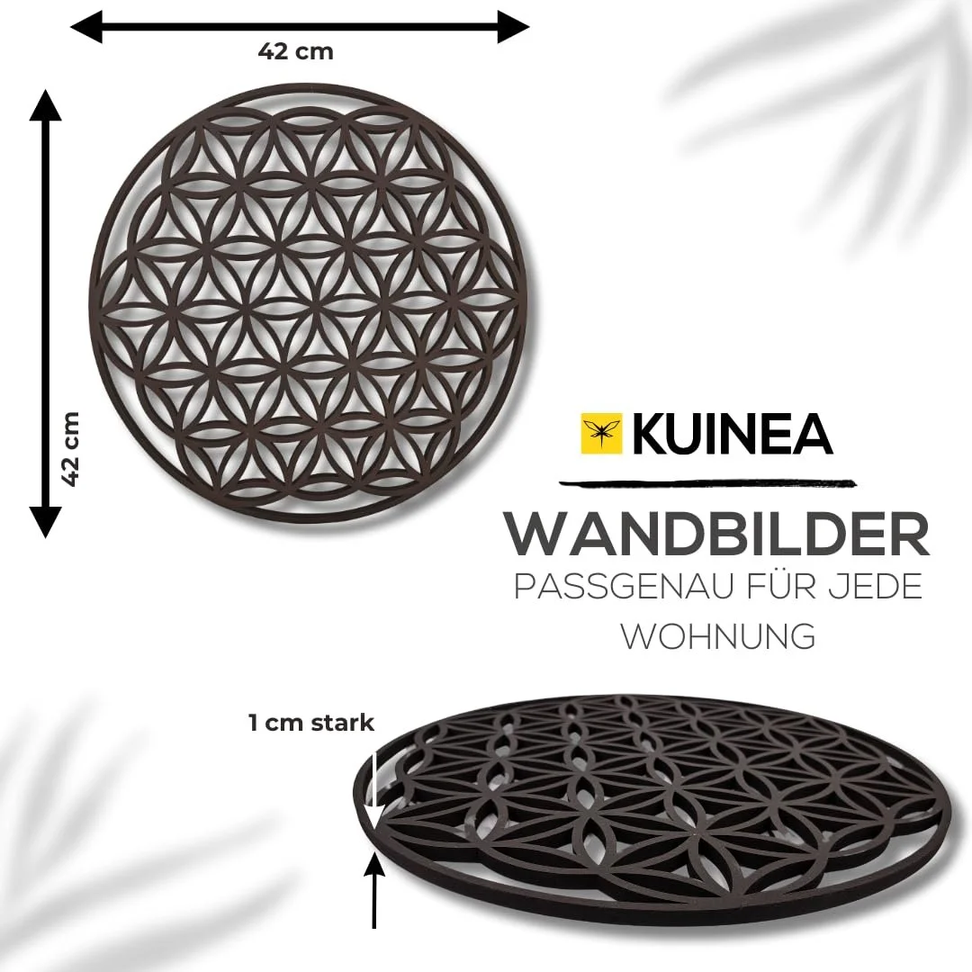 Настінна картина KUINEA Flower of Life діаметр 42 см кругла дерев'яна антрацит, фото №3 Настінна картина KUINEA Flower of Life діаметр 42 см кругла дерев'яна антрацит, фото №3